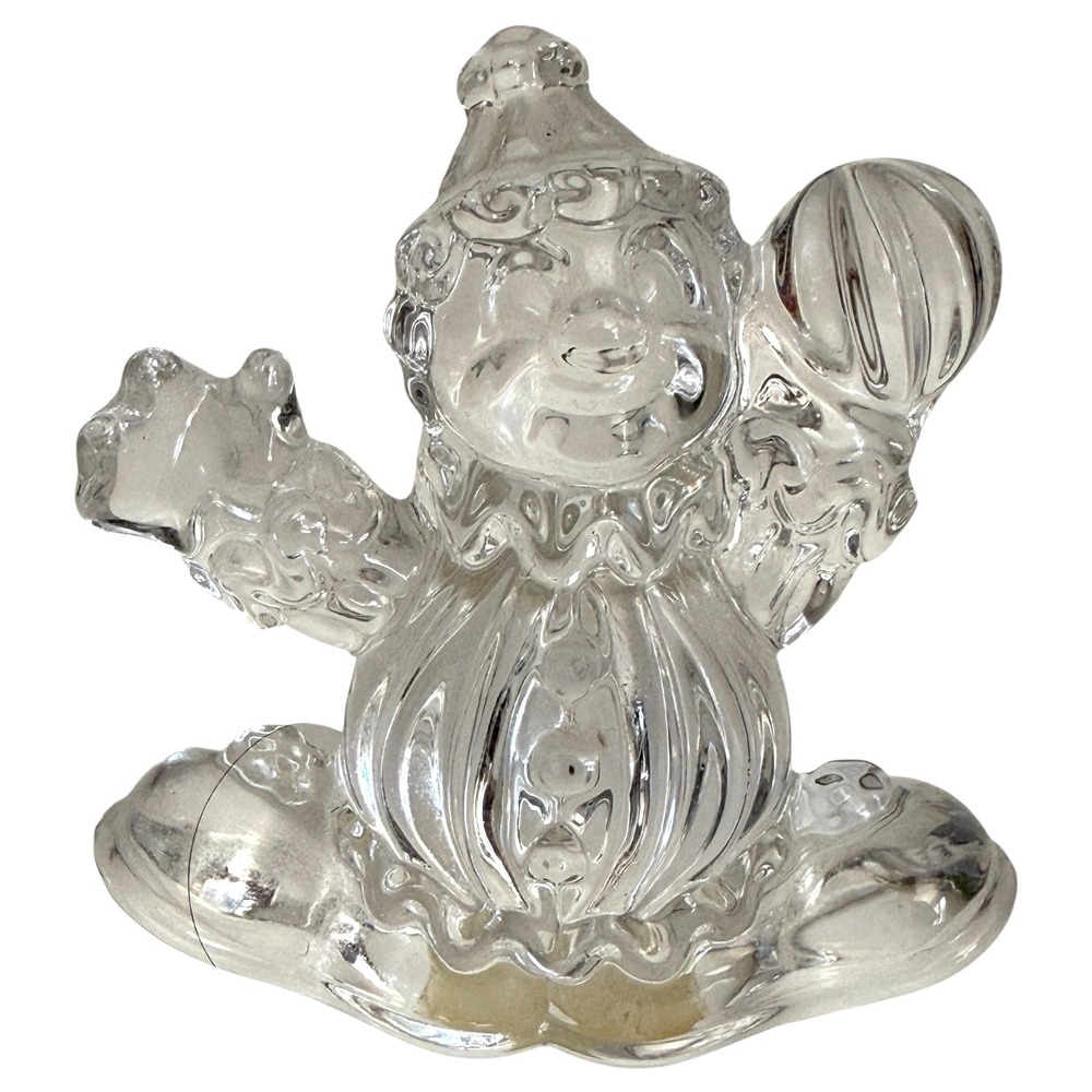 Princess House Figurine Lead Crystal Clear Clancy The Clown with Balloon Germany